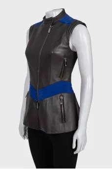 Brown leather vest