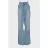 Straight-leg blue jeans with a high waist
