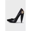 Leather high heels with decoration
