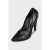 Leather high heels with decoration