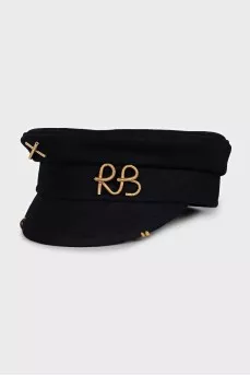 Wool cap with metal decoration