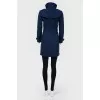 Coat with a high collar and with a belt