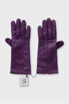 Purple leather gloves