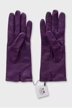Purple leather gloves