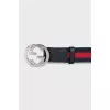 Men's striped belt with silver buckle