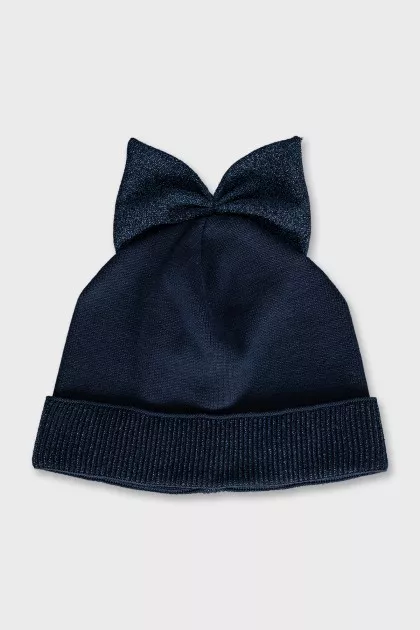 Blue hat with a bow