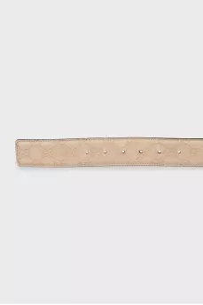 Чоловічий ремінь зі шкіри у фірмовий принт