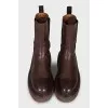 Brown leather boots with high soles