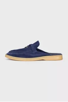 Suede flat mules