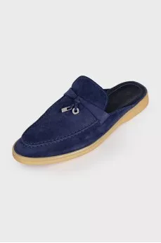 Suede flat mules