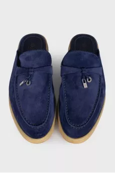 Suede flat mules