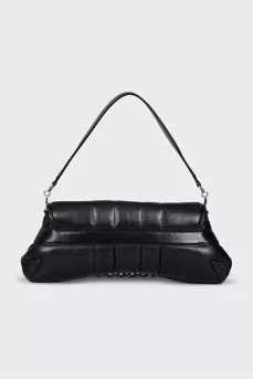 Black leather bag with silver hardware