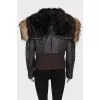 Leather jacket with fur and patch pockets