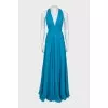 Blue evening dress with decoration