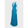 Blue evening dress with decoration