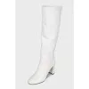 White leather boots with heels