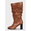 Brown leather boots
