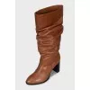 Brown leather boots