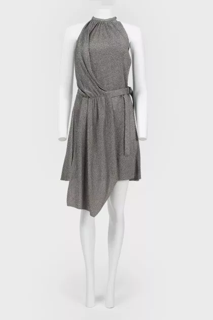 Asymmetric dress with ties