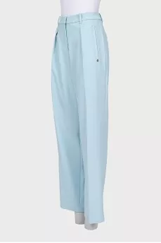 Wide-leg trousers in light blue