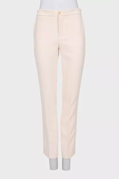 Beige straight-leg trousers