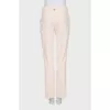 Beige straight-leg trousers