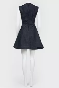 Denim mini-dress is flared