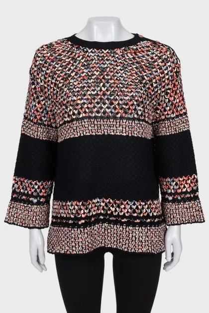 Loose-fitting jumper with buttons
