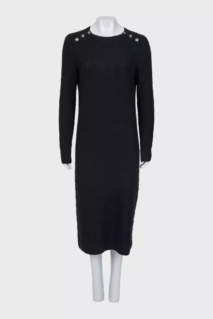 Black knitted midi dress