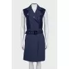 Blue sleeveless dress with buttons