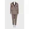 Plaid suit with leather inserts