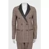 Plaid suit with leather inserts