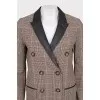 Plaid suit with leather inserts