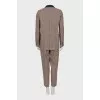 Plaid suit with leather inserts