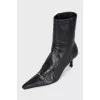 Black leather ankle boots with heels
