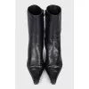 Black leather ankle boots with heels