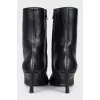 Black leather ankle boots with heels