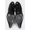Black leather ankle boots with heels