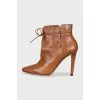 Brown leather lace-up ankle boots