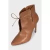 Brown leather lace-up ankle boots