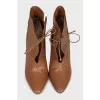 Brown leather lace-up ankle boots