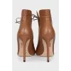 Brown leather lace-up ankle boots