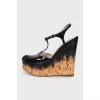 Patent leather wedge sandals