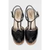 Patent leather wedge sandals
