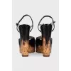 Patent leather wedge sandals