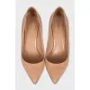 Patent leather shoes with gold heels