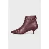 Бордові ботильйони на підборах kitten heel