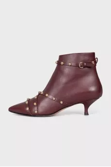 Бордові ботильйони на підборах kitten heel