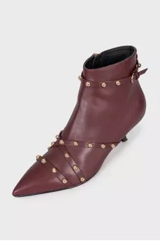 Бордові ботильйони на підборах kitten heel