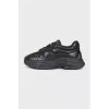 Black leather sneakers